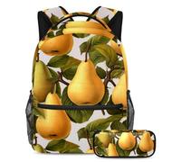 Zaino con pera del Ringraziamento con astuccio, set di borse per la scuola per ragazzi ragazze adolescenti, borsa per libri da viaggio per studenti, Multicolore#01, B:29.4x20x40cm P:19x7.5x3.8cm,