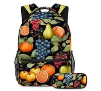 Zaino con pera del Ringraziamento con astuccio, set di borse per la scuola per ragazzi ragazze adolescenti, borsa per libri da viaggio per studenti, Multicolore#02, B:29.4x20x40cm P:19x7.5x3.8cm,