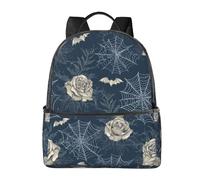 Zaino con ragnatela di pipistrello, per donne e uomini, con rose, borsa per la scuola per adolescenti, zaino casual per college, viaggi, lavoro