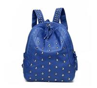 Zaino Con Rivetti Zaino vintage da donna con rivetti in morbida pelle, for il tempo libero, viaggio, di grande capacità, for la scuola, for ragazze adolescenti(Blue)