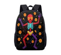 Zaino con scheletro neon che danza cosmico psichedelico pop art 17 pollici per ragazzi scuola università viaggio borsa per laptop, 02, L, Classico