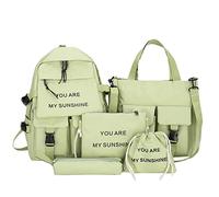 Zaino con sedia per studenti, zaino per il tempo libero, campus, 5 pezzi, alla moda giovanile, semplice borsa per la scuola ad alta capacità, zaini e, verde, Einheitsgröße, Zaino daypack