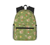 Zaino con simpatico riccio, funghi e foglie, ideale per laptop, viaggi, escursioni e lavoro, per uomo e donna.