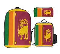 Zaino Con Sri Lanka Bandiera Nazionale Borsa Scolastica Leggera Per Ragazze E Ragazzi Set 3 In 1 Grande Capacità Zaino Impermeabile Con Borsa Pranzo E Astuccio Per Bambini Studenti Adolescenti