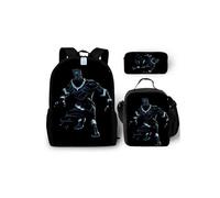 Zaino con stampa 3D Black Panther da 16 pollici, set scolastico da 3 pezzi