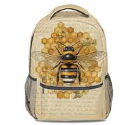 Zaino con stampa a nido d'ape con api acquerello, borsa per la scuola 3D del fumetto alla moda dei bambini, zaino da viaggio casual, Stampa 2, 16