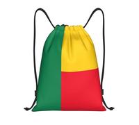 Zaino con stampa bandiera del Benin, leggero, con coulisse, impermeabile, per sport, palestra, viaggi, unisex, unisex, Nero, M