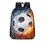 Zaino Con Stampa Calcio, Fiamme di Calcio Borsa da Scuola, Zaino Football per Bambini con Morbide Spalline e Stampa Cartoon Calcio, Una Scelta Ideale per i Giovani Appassionati di Football, 16inch