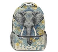 Zaino con stampa decorativa con immagini blu e oro, perfetto per studenti e viaggi alla moda, 04, L