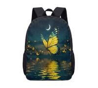 Zaino con stampa di farfalle blu vibrante per bambini e studenti 43 cm borsa per la scuola Dreamy Night Garden Fantasy design grande capacità, 06, L, Minimalista