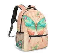 Zaino con stampa di farfalle e luna crescente, 40,6 cm, gradiente, stelle cosmiche, cristalli, mistico, floreale, cielo notturno, 04, L, Casual