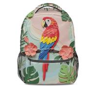 Zaino con stampa di pappagalli tropicali della foresta pluviale surreale, unisex, da viaggio, per la scuola, per bambini e adulti, Colore 5, L