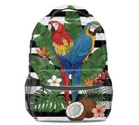 Zaino con stampa di pappagalli tropicali della foresta pluviale surreale, unisex, da viaggio, per la scuola, per bambini e adulti, Colore 2, L