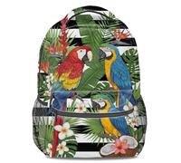 Zaino con stampa di pappagalli tropicali della foresta pluviale surreale, unisex, da viaggio, per la scuola, per bambini e adulti, Colore 4, L