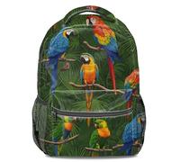 Zaino con stampa di pappagalli tropicali della foresta pluviale surreale, unisex, da viaggio, per la scuola, per bambini e adulti, Colore 1, L