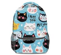 Zaino con stampa di simpatico gatto Miss You, per bambini, scuola, viaggi, casual, 40,6 cm, Stile 4, L