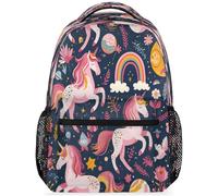 Zaino con stampa di unicorno rosa, pianeta arcobaleno, casual, zaino leggero per laptop, borsa da viaggio, borsa universitaria per donne e uomini