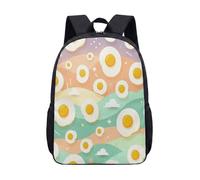 Zaino con stampa di uova fritte e nuvole, 43 cm, per scuola, bambini, adolescenti, borsa per computer portatile geometrica, 02, L, Minimalista