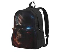 Zaino con teschio e bandiera americana con fulmine per uomo e donna, ideale per viaggi, escursioni, leggero, zaino per laptop, pesca, moda, grande capacità, zaino impermeabile, lavoro, università, n