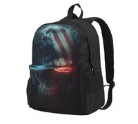 Zaino con teschio e bandiera americana con fulmine per uomo e donna, ideale per viaggi, escursioni, leggero, zaino per laptop, pesca, moda, grande capacità, zaino impermeabile, lavoro, università, n