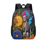 Zaino con teschio psichedelico da 43,2 cm, con occhiali da sole arcobaleno, borsa per la scuola per bambini e ragazzi con grafica alla moda, 12, L, Minimalista