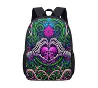 Zaino con teschio psichedelico da 43,2 cm, con occhiali da sole arcobaleno, borsa per la scuola per bambini e ragazzi con grafica alla moda, 06, L, Minimalista