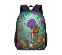 Zaino con teschio psichedelico da 43,2 cm, con occhiali da sole arcobaleno, borsa per la scuola per bambini e ragazzi con grafica alla moda, 11, L, Minimalista