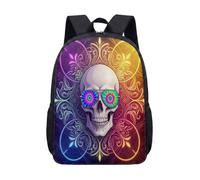Zaino con teschio psichedelico da 43,2 cm, con occhiali da sole arcobaleno, borsa per la scuola per bambini e ragazzi con grafica alla moda, 03, L, Minimalista