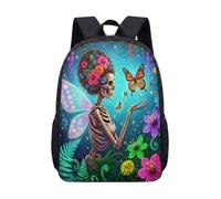 Zaino con teschio psichedelico da 43,2 cm, con occhiali da sole arcobaleno, borsa per la scuola per bambini e ragazzi con grafica alla moda, 10, L, Minimalista