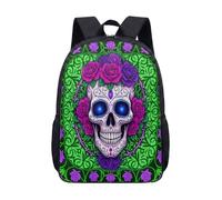 Zaino con teschio psichedelico da 43,2 cm, con occhiali da sole arcobaleno, borsa per la scuola per bambini e ragazzi con grafica alla moda, 18, L, Minimalista