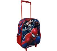 Zaino con trolley Spiderman Marvel zainetto con immagini in rilievo per la scuola asilo materna 34 cm borsa con ruote e manico allungabile figura in 3D