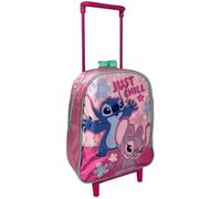 Zaino con trolley Stitch e Angel Disney borsa per la scuola asilo materna zainetto 28 cm con ruote e manico allungabile