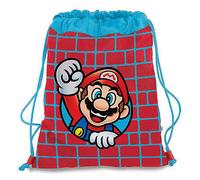 Zaino coulisse SUPER MARIO rossa e azzurra in cordura pesante 41,5x33 cm