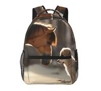 Zaino Cute Dog And Horse Zainetto Per Notebook | Zaino da scuola Resistente Backpack Trekking Per Computer Office Outdoor