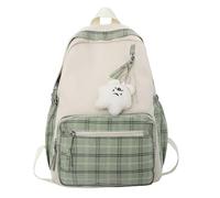 Zaino Cute - Elegante borsa da scuola, zaino con ciondolo in peluche | adorabile zaino da viaggio per ragazze universitarie, tote casual leggero e carino, borsa da scuola in nylon impermeabile, verde