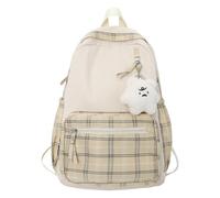 Zaino Cute - Elegante borsa da scuola, zaino con ciondolo in peluche | adorabile zaino da viaggio per ragazze universitarie, tote casual leggero e carino, borsa da scuola in nylon impermeabile, cachi