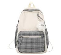 Zaino Cute - Elegante borsa da scuola, zaino con ciondolo in peluche | adorabile zaino da viaggio per ragazze universitarie, tote casual leggero e carino, borsa da scuola in nylon impermeabile, grigio