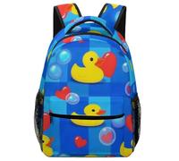 Zaino Cute Funny Bubbles Hearts Yellow Rubber Ducks Daypack Resistente Backpack Leggero Zainetto Per Office Scuola Outdoor