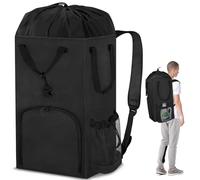 Zaino da 110 l, resistente, con tracolla, pieghevole e tasca in rete, per il rientro a scuola, per università, viaggi, lavanderia a gettoni, appartamento, nero