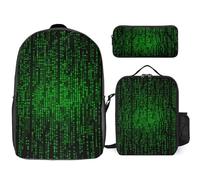Zaino da 3 pezzi per donne e uomini, leggero, casual, borsa a tracolla, set con borsa termica per il pranzo e astuccio organizer con numero verde binario