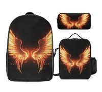 Zaino da 3 pezzi per donne e uomini, leggero, casual, borsa a tracolla, set con borsa termica per il pranzo e astuccio organizer con ali ad angolo di fuoco
