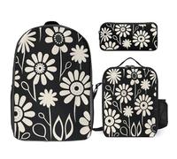 Zaino da 3 pezzi per donne e uomini, leggero, casual, borsa a tracolla, set con borsa termica per il pranzo e astuccio organizer allegro e splendido