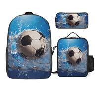 Zaino da 3 pezzi per donne e uomini, leggero, casual, borsa a tracolla, set con borsa termica per il pranzo e astuccio, organizer per palloni da calcio e acqua