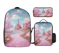 Zaino da 3 pezzi per donne e uomini, leggero, casual, borsa a tracolla, set con borsa termica per il pranzo e astuccio organizer Candy Land