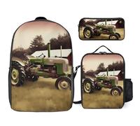 Zaino da 3 pezzi per donne e uomini, leggero, casual, borsa a tracolla, set con borsa termica per il pranzo e astuccio organizer per vecchi trattori fotografici