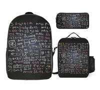 Zaino da 3 pezzi per donne e uomini, leggero, casual, borsa a tracolla, set con borsa termica per il pranzo e astuccio organizer per matematica formula matematica