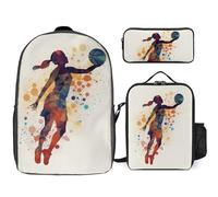 Zaino da 3 pezzi per donne e uomini, leggero, casual, borsa a tracolla, set con borsa termica per il pranzo e astuccio, organizer da basket da donna