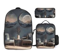 Zaino da 3 pezzi per donne e uomini, leggero, casual, borsa a tracolla, set con borsa termica per il pranzo e astuccio, organizer che illumina la luce nella stanza