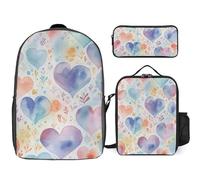 Zaino da 3 pezzi per donne e uomini, leggero, casual, borsa a tracolla, set con borsa termica per il pranzo e astuccio organizer morbido motivo sognante