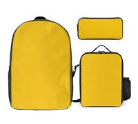Zaino da 3 pezzi per donne e uomini, leggero, casual, borsa a tracolla, set con borsa termica per il pranzo e astuccio organizer Milk Duck Yellow